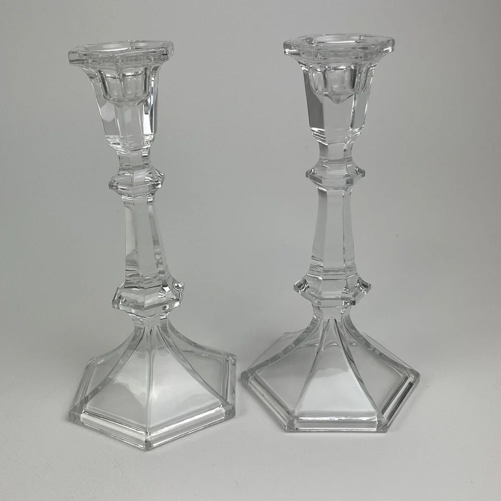 Lenox Crystal Candlestick Tapered Holder Set of 2 Tabletop Centerpiece 8